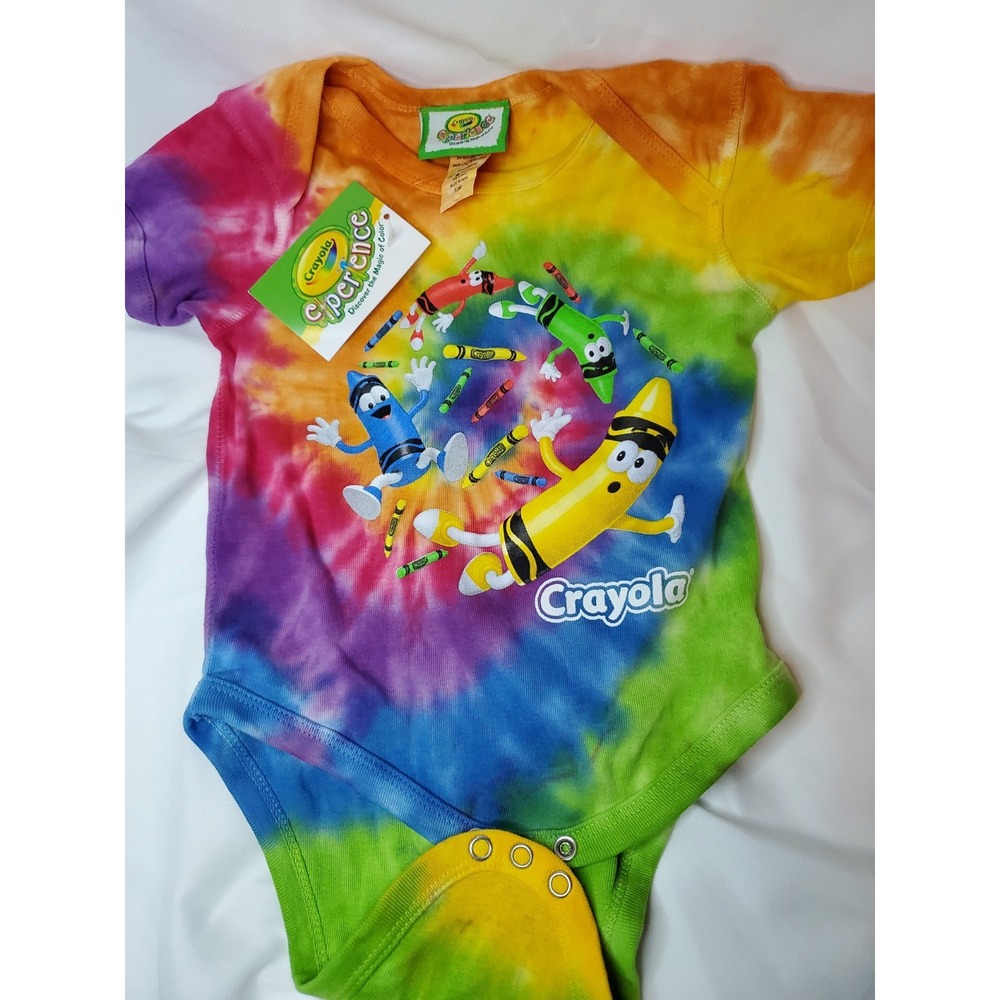 VTG Y2K Crayola Crayons Tie‎ Dye Baby One Piece Outfit Nwt